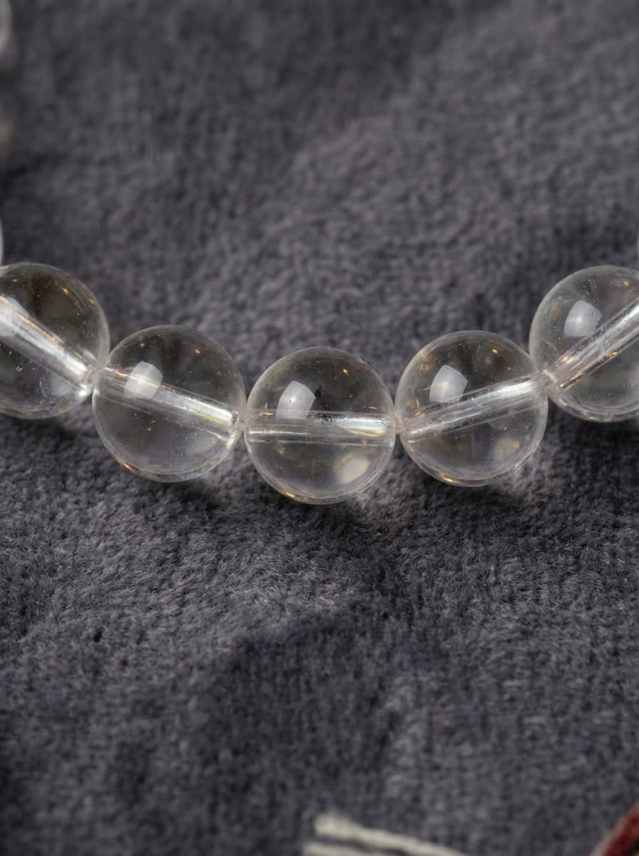 「Clear Light」White Crystal & Amber Bracelet
