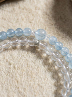 「Sunny Sea」 Aquamarine & White Crystal Bracelet