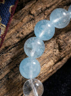 「Moon White & Sea Blue」 White Crystal & Aquamarine Bracelet