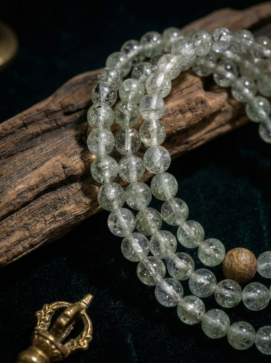 「Mist in the Forest」Green Phantom & Smoky Quartz Bracelet