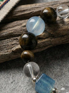 「Blue Island Secret Realm」 Aquamarine & White Crystal Bracelet