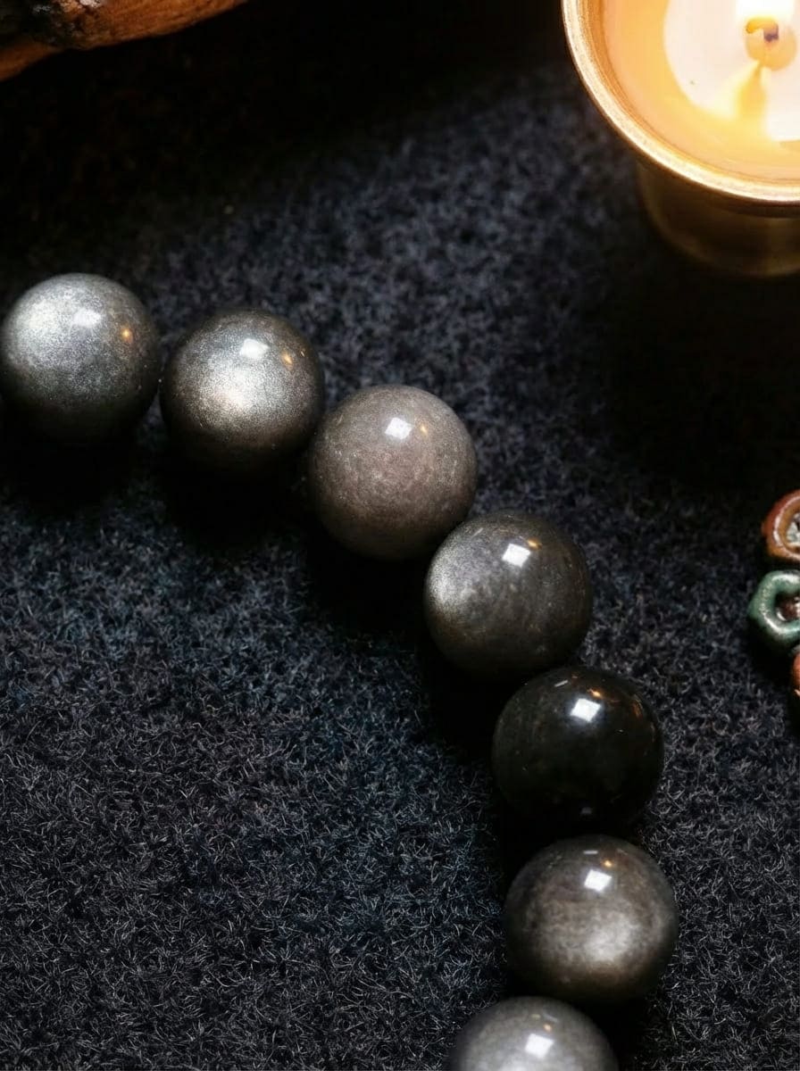 「Black Obsidian Lucky Lion」 Black Obsidian & Tiger's Eye Bracelet
