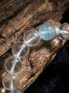「Moon White & Sea Blue」 White Crystal & Aquamarine Bracelet