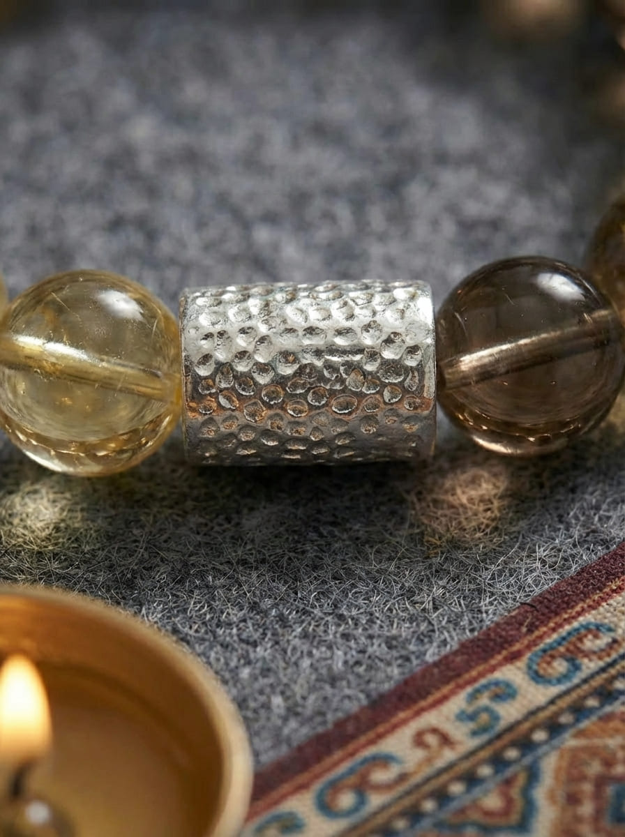 「Golden Calendula & Tea Mist」 Citrine & Smoky Quartz Bracelet