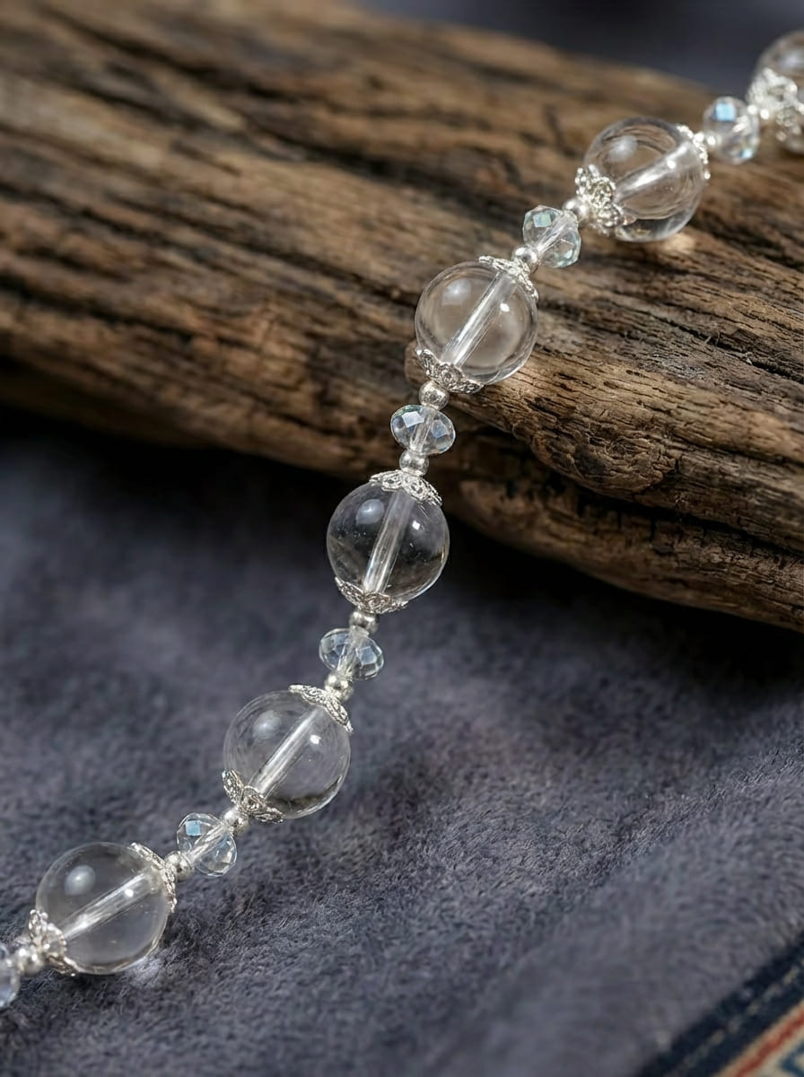 「Clear Shine & Vine Shadow」White Crystal Bracelet