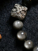 「Black Obsidian Lucky Lion」 Black Obsidian & Tiger's Eye Bracelet