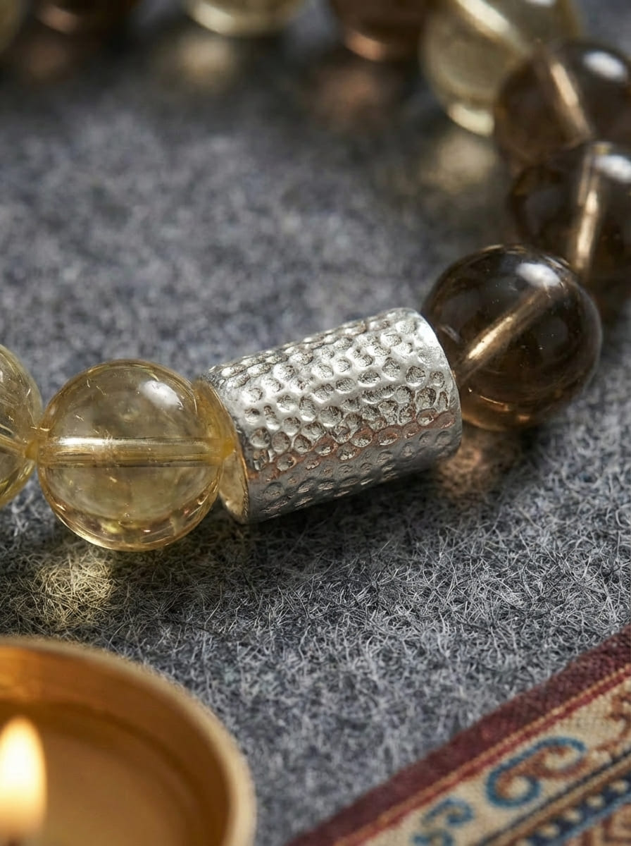 「Golden Calendula & Tea Mist」 Citrine & Smoky Quartz Bracelet