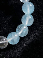 「Moon White & Sea Blue」 White Crystal & Aquamarine Bracelet