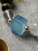 「Blue Island Secret Realm」 Aquamarine & White Crystal Bracelet