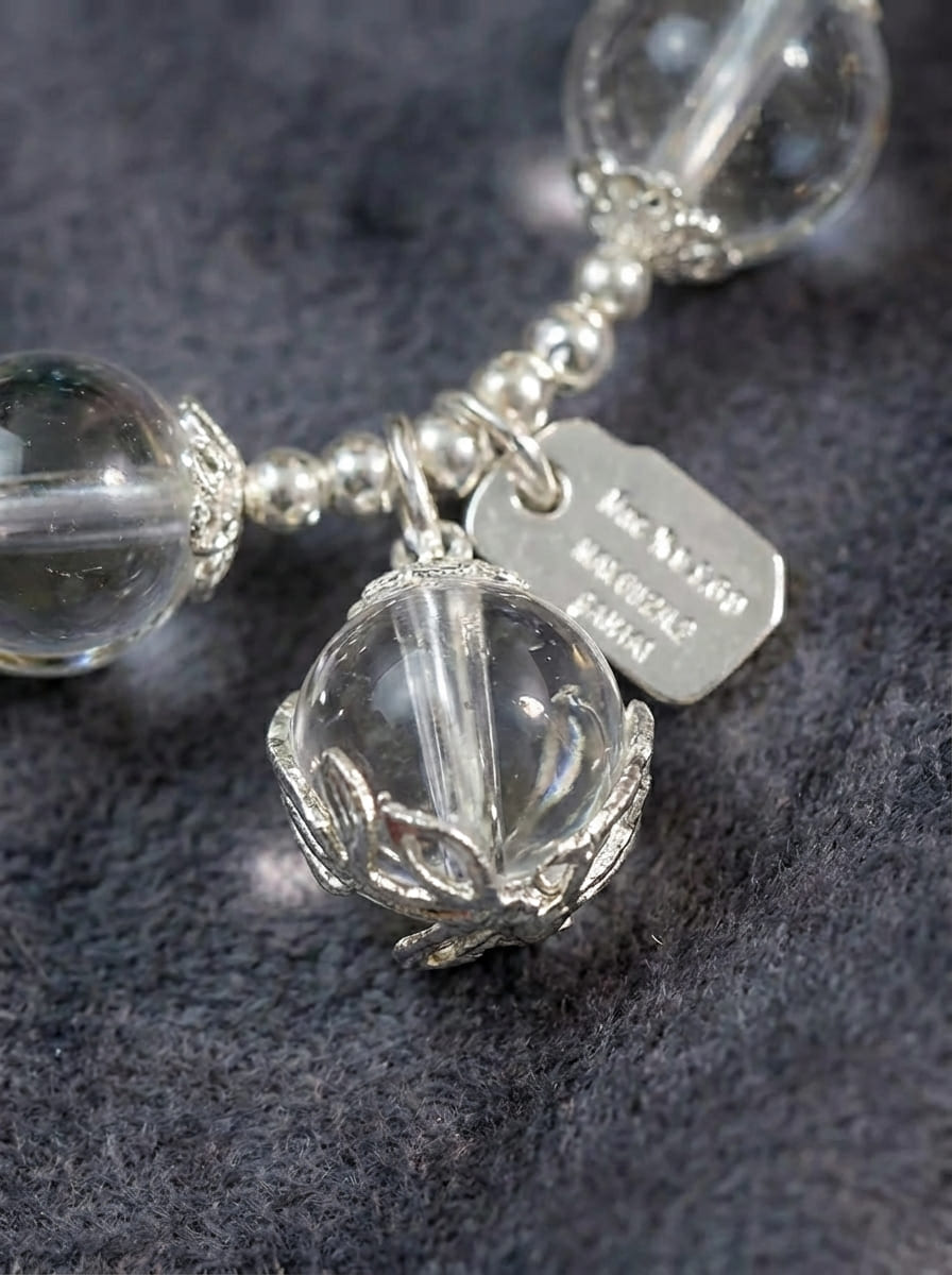 「Clear Shine & Vine Shadow」White Crystal Bracelet