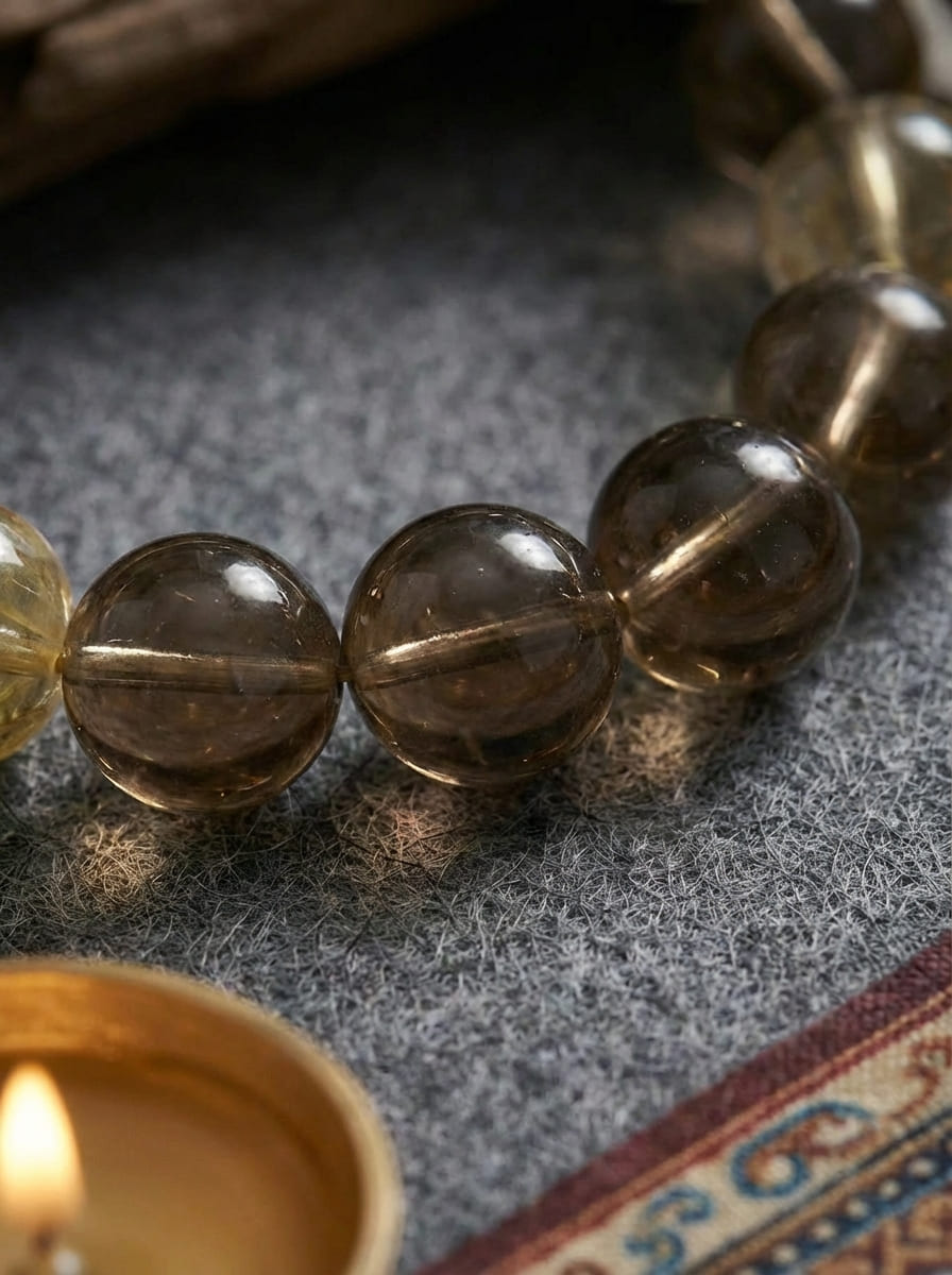 「Golden Calendula & Tea Mist」 Citrine & Smoky Quartz Bracelet