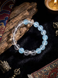 「Moon White & Sea Blue」 White Crystal & Aquamarine Bracelet