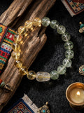 「Golden Blessing Pixiu」Green Phantom & Citrine Bracelet