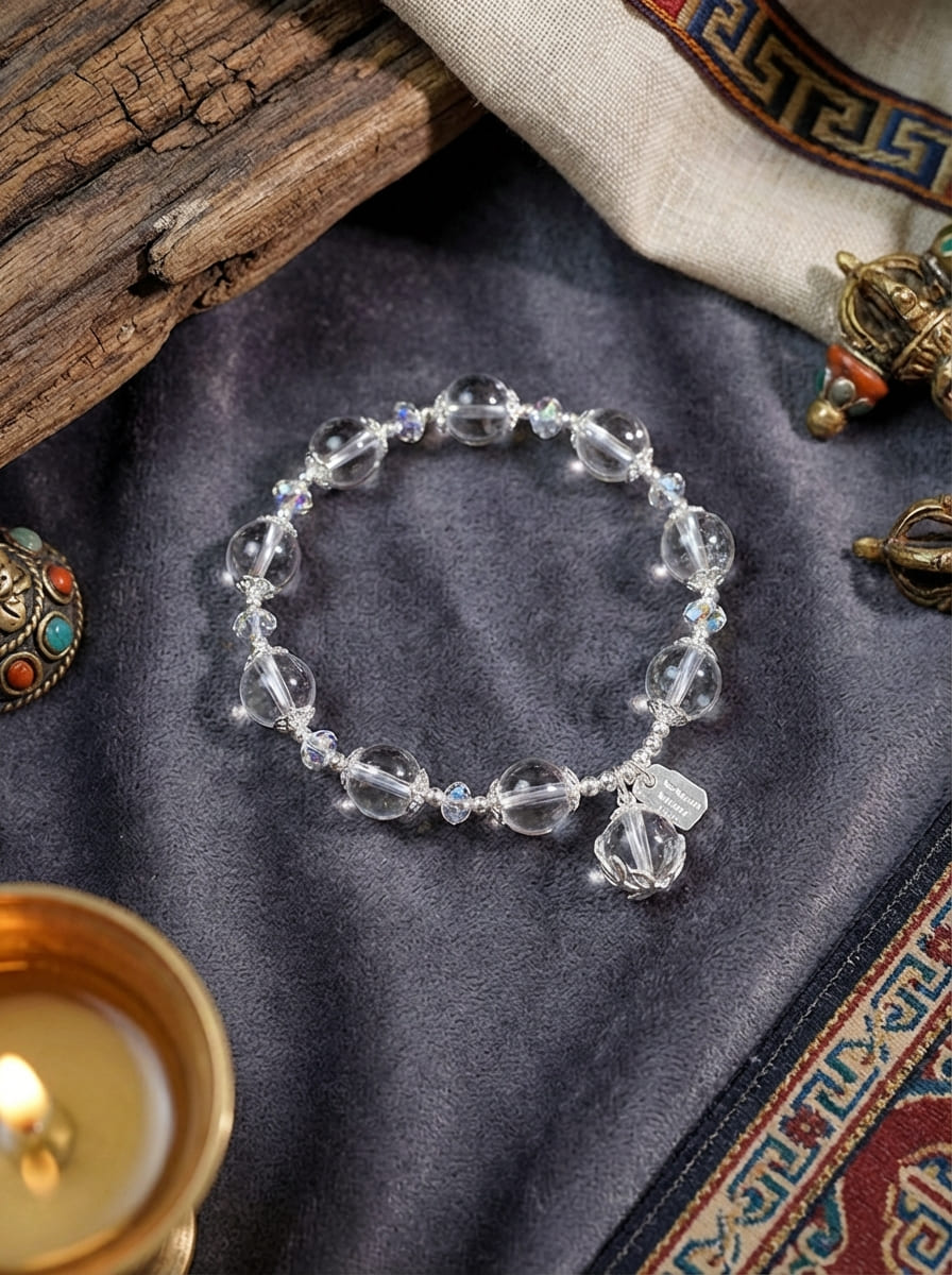 「Clear Shine & Vine Shadow」White Crystal Bracelet