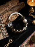 「Plain Shadow」Smoky Quartz & White Crystal Bracelet