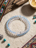 「Sunny Sea」 Aquamarine & White Crystal Bracelet