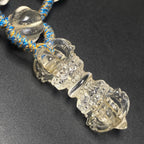 藏区老料白水晶五股金刚杵编制项链孤品