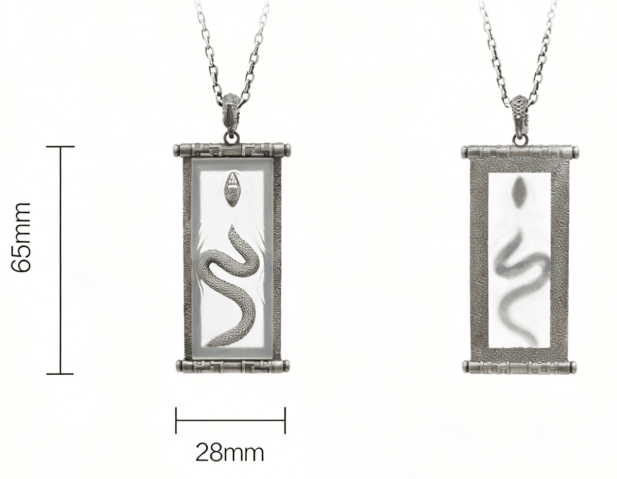 「Spirit of the Zodiac」 Sterling Silver Snake Spirit Inlaid with White Crystal