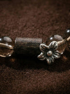 「Jing Tan」 (Quiet Sandalwood) White Crystal, Smoky Quartz & Agarwood Bracelet