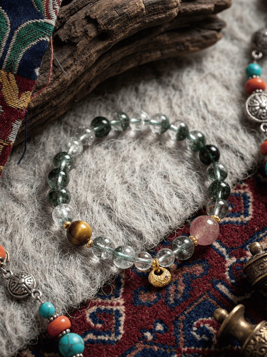 「Wealth Attraction」Tiger's Eye Natural Green Phantom Multi-Gem Bracelet