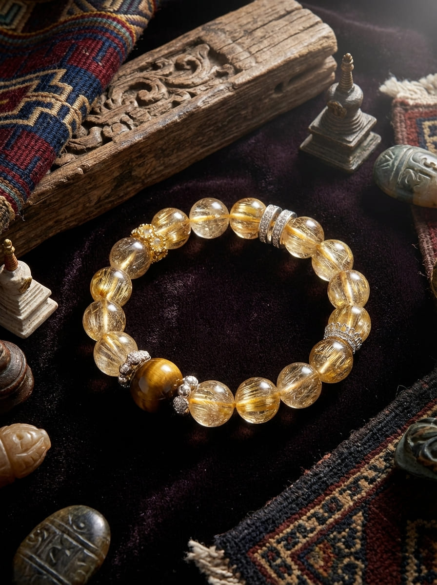 「Golden Tiger Attracts Blessings」 Citrine Tiger's Eye Bracelet