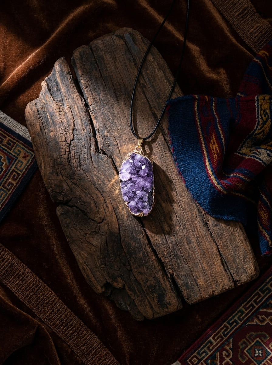 Purple Crystal Secret Realm Amethyst Cluster Pendant Necklace