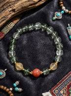 「Good Luck」Green Crystal and Sunstone Bracelet