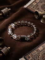 「Jing Tan」 (Quiet Sandalwood) White Crystal, Smoky Quartz & Agarwood Bracelet