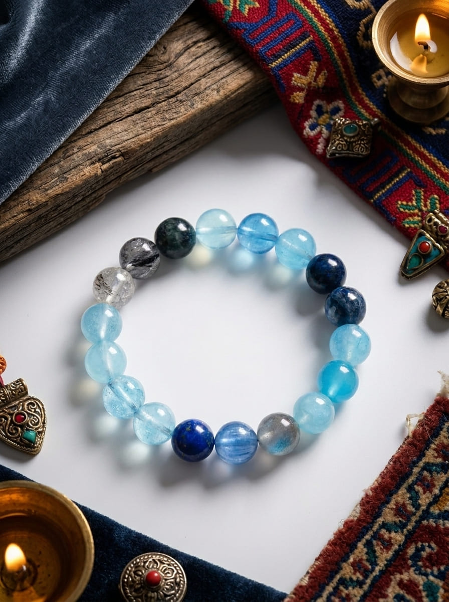 Blue Lake Spirit · Aquamarine & Moonstone Multi-Gem Bracelet
