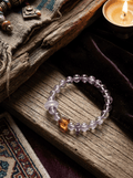 Purple Aura Dawn · Amethyst & Amber Bracelet