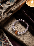 Purple Aura Dawn · Amethyst & Amber Bracelet