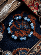 「Void Realm」Aquamarine and Obsidian Multi-Gem Bracelet