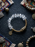 「Su Hui」 (Trace Back) White Crystal & Brass Bracelet
