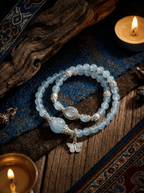 Blue Sea Butterfly Whisper · Aquamarine and Pearl Bracelet
