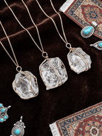 Golden Cage Raw Stone Natural Crystal Raw Stone Wire-Wrapped Necklace