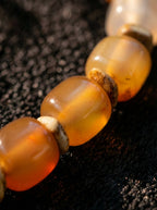 Natural Agate Picture Jasper Beaded Bracelet, Square Sugar Cut, Coffee Tone, Niche Design