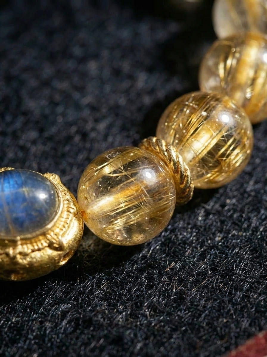 「Golden Shine & Azure Glow」Tibetan Style Natural Citrine Inlaid Aquamarine Bracelet