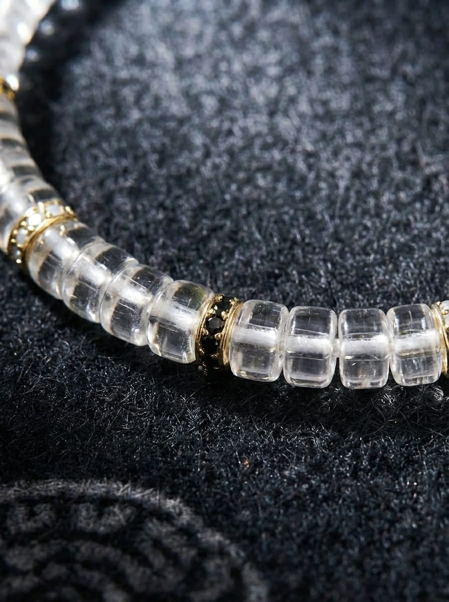 「Five Elements Qi · Metal」White Crystal Tablet Bead Bracelet