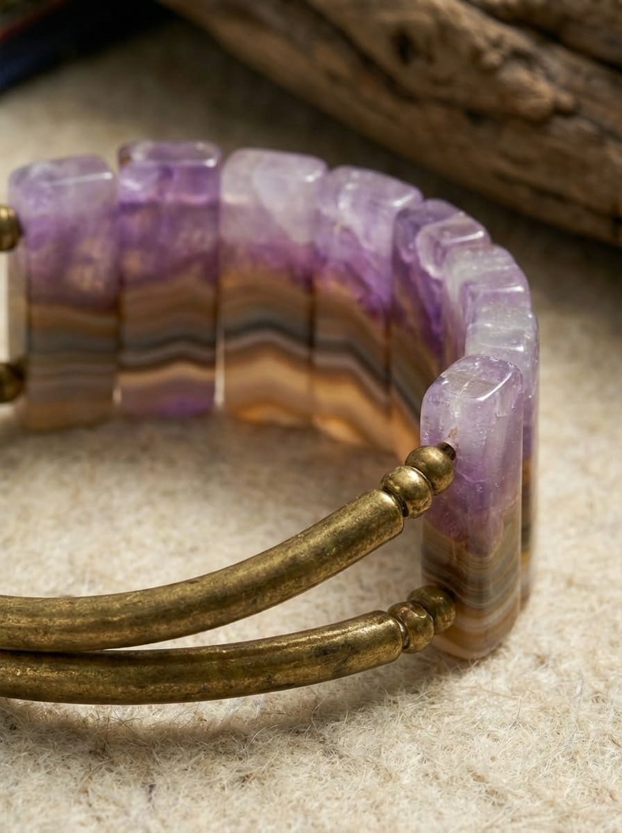 「Holy Mountain」Purple Agate Ethnic Bracelet