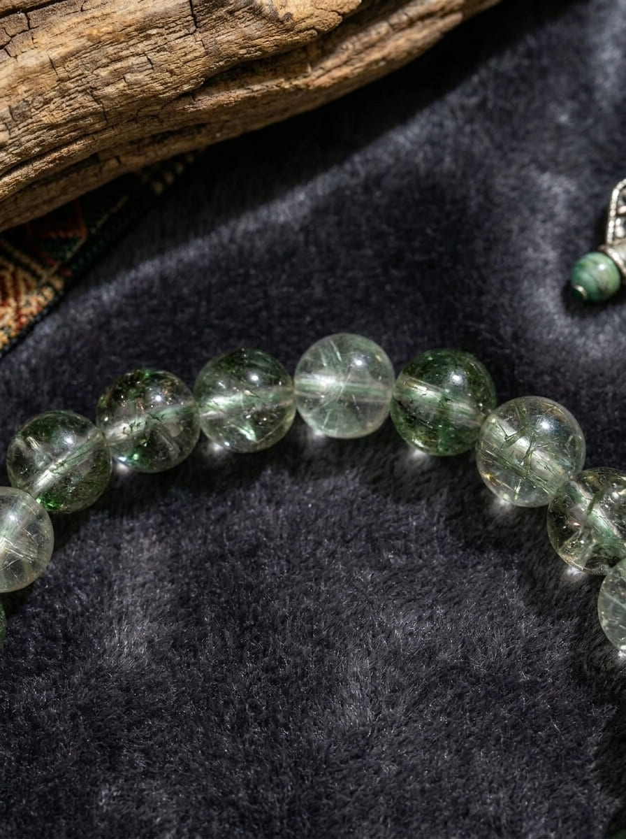 「Good Luck」Green Crystal and Sunstone Bracelet