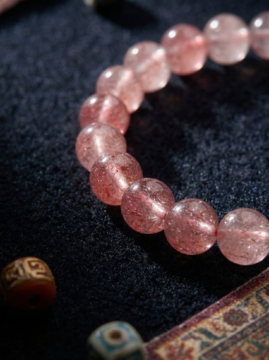 Peach Language Gradient Strawberry Crystal Bracelet