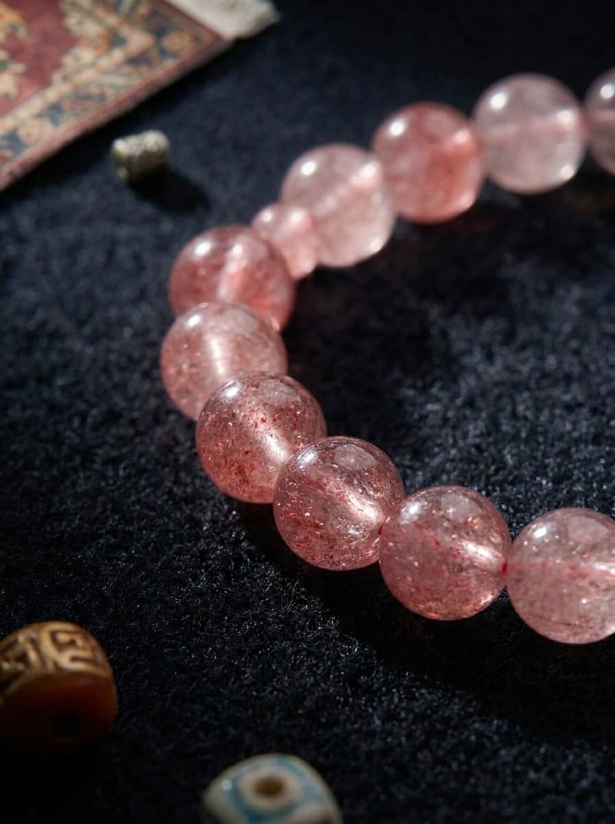 Peach Language Gradient Strawberry Crystal Bracelet