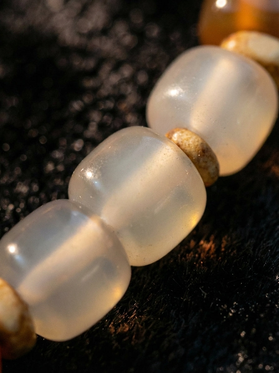Natural Agate Picture Jasper Beaded Bracelet, Square Sugar Cut, Coffee Tone, Niche Design