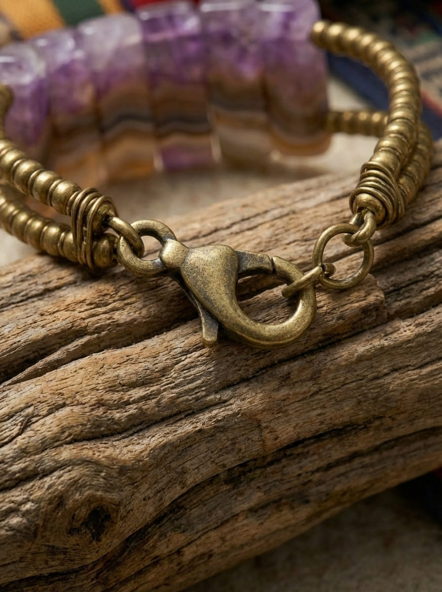 「Holy Mountain」Purple Agate Ethnic Bracelet
