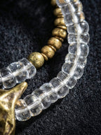 「Ark of Life」Irregular White Crystal & Brass Bull Head Bracelet