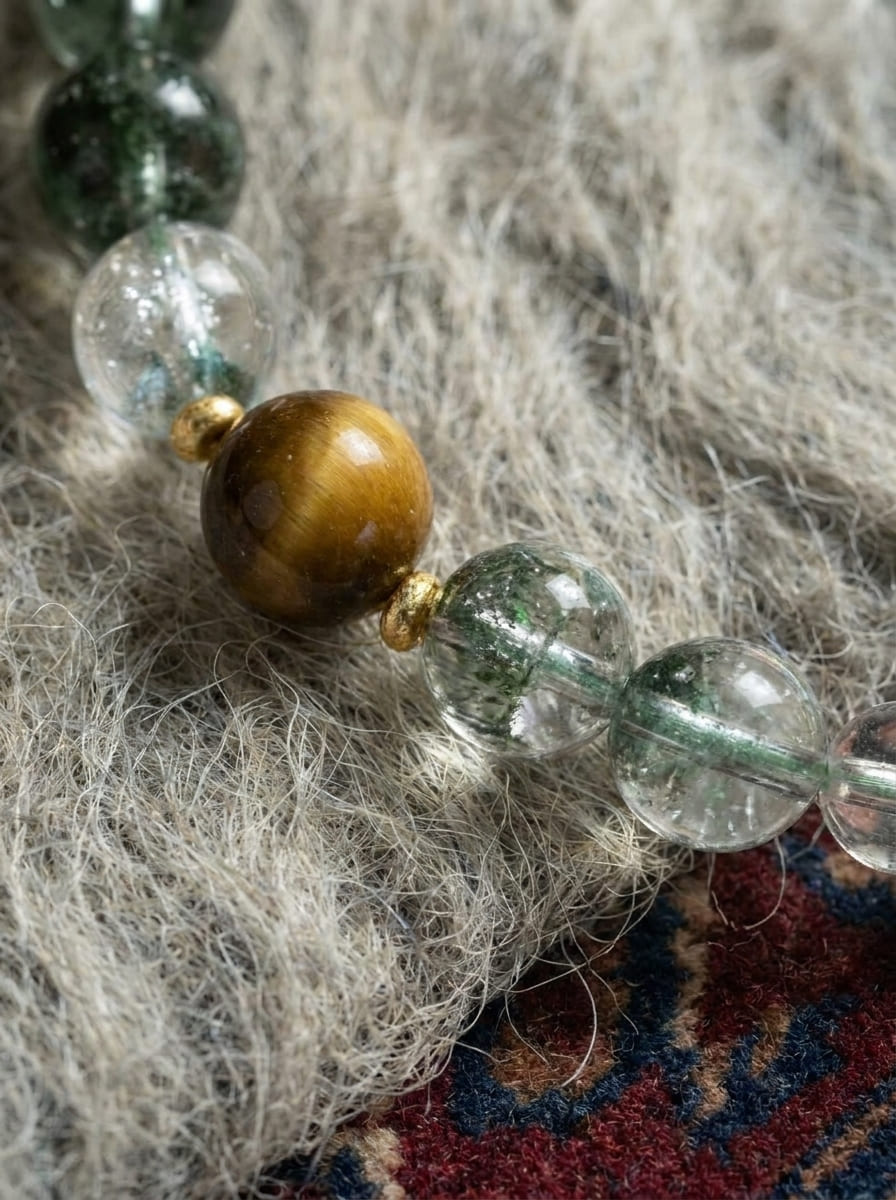 「Wealth Attraction」Tiger's Eye Natural Green Phantom Multi-Gem Bracelet
