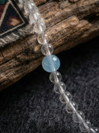 「Qing Lan」 Clear Crystal and Aquamarine Double-Layer Bracelet