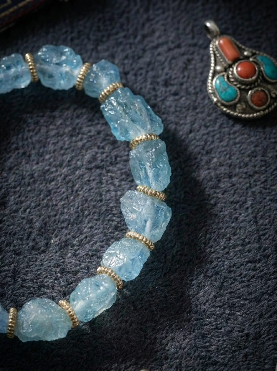 「Wandering Waves」 Aquamarine Bracelet
