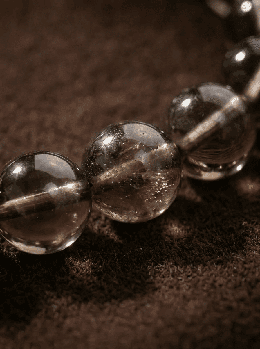 「Jing Tan」 (Quiet Sandalwood) White Crystal, Smoky Quartz & Agarwood Bracelet