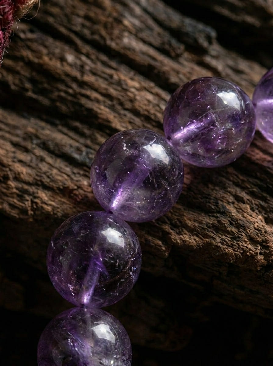 「Dark Night Telepathy」 Amethyst & Agarwood Bracelet